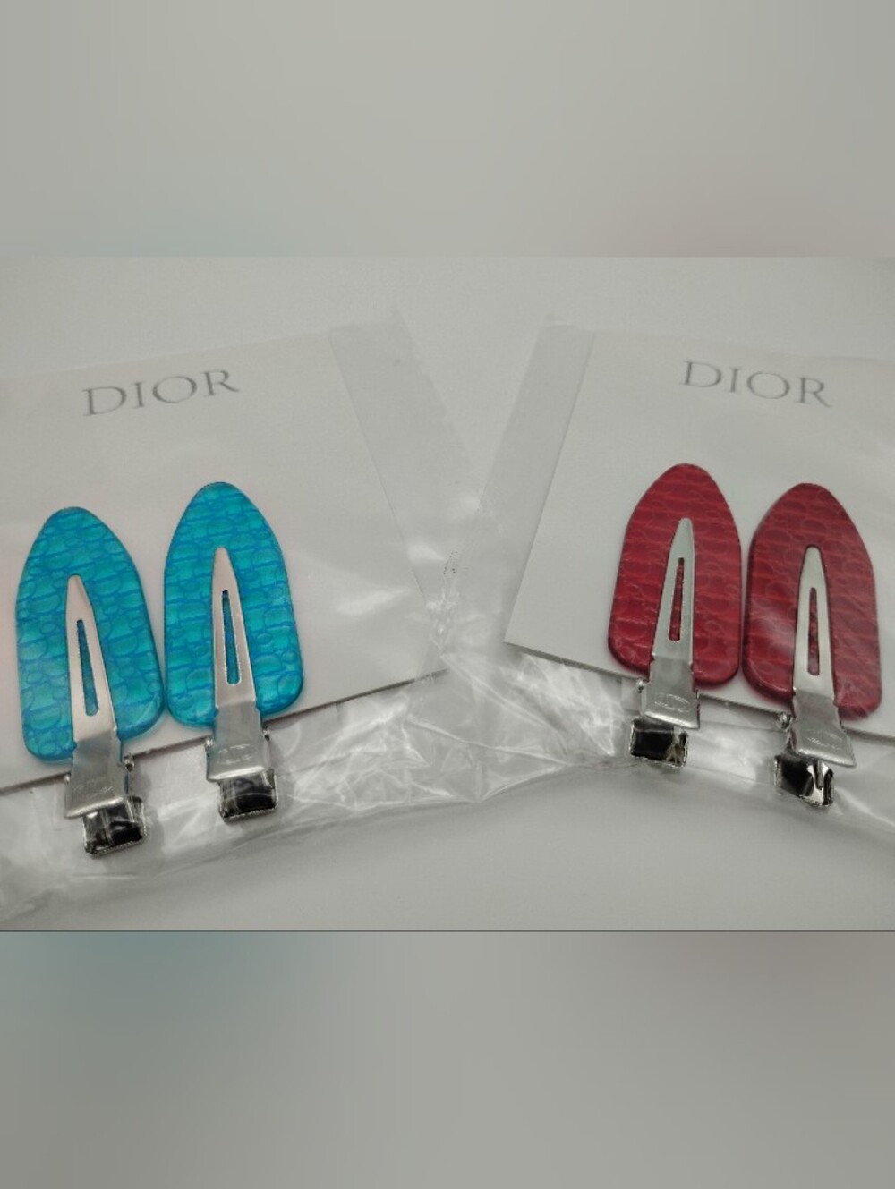 Dior Blue and Red Textured Hair Clips BRAND NEW -AUTHENTIC - Picture 5 of 10